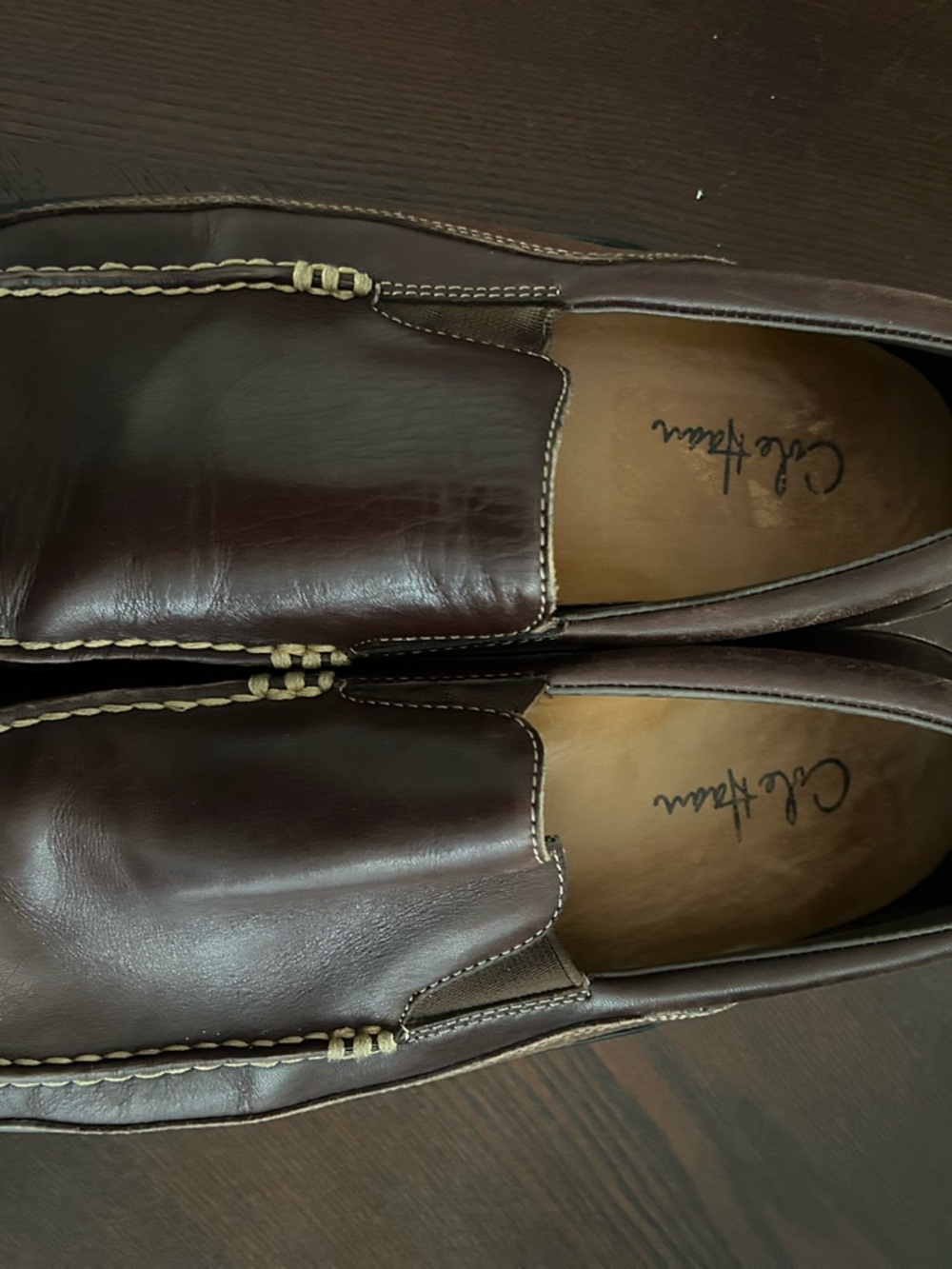 Cole Haan Dark Brown Leather Slip-On Loafers